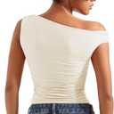 SUUKSESS Women Off Shoulder Tops Sleeveless Shirts Y2K Going Out Crop Tank Top,Large