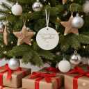 Our First Christmas Together - 2025 Christmas Ornament Couple Newlywed Wedding Marrid Keepsake Gift, Ceramic Engraved Ornaments Xmas Tree Decoration (C1)