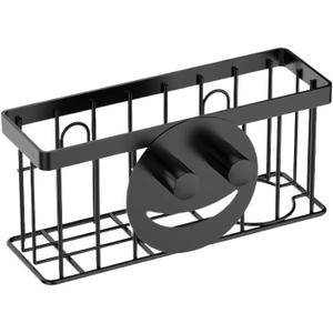 Smiling Sponge Rack, Kitchen Sink Storage Rack, with 2 Suction Cups, Specially Designed for sponges, soap and dishwashing Brushes (Black), Suitable for The Kitchen