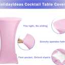 HolidayIdeas Cocktail Table Covers, 2 Pack - Fitted Stretch Spandex Square Corners Cocktail Tablecloths (Light Pink, Fit for 30"-32" Diameter x 43" Height Tables)