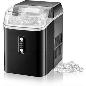 Dumos Nugget Ice Makers, Portable Ice Machine Countertop Ready in 6 Mins, 1.55L Water Tank, Self-Cleaning, for Office, Party, RV, Home, Black