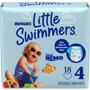 Huggies Little Swimmers Disposable Swimming Diapers, Size 4 (24-34 lbs), 18 Count Huggies Little Swimmers Disposable Swimming Diapers, Size 4 (24-34 lbs), 18 Count