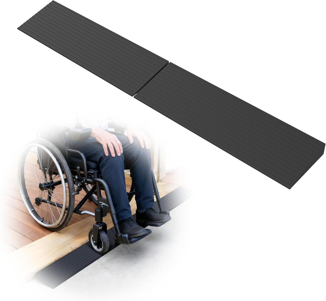 1.2" Rise Rubber Threshold Ramps for Doorways, 34" Wide Modular Wheelchair Ramp 2 PCS, Wheelchair Ramp, Access Ramps for Wheelchairs,Strollers,Sweepers,Bathrooms,Entryways,2000LBS Capacity