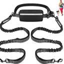 Philorn Hands Free Dog Leash for 2 Dogs, Adjustable Waist Leash for Medium Large Dogs Walking, Running, Jogging, Hiking, Dual Handles and Durable Bungee