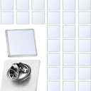 30 Pcs Sublimation Button Blank Pins, 0.75 Inch Square Sublimation Blanks Lapel Pins Heat Transfer Aluminum Badge for DIY Craft Jewelry Making Supplies Birthday Wedding Gifts