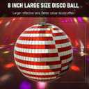 Mirror Disco Ball, 8 Inch Red and Sliver Hanging Party Disco Ball, Big Party Decorations Reflective Mirror Balls for Christmas Dance Floor, Birthday, Wedding, DJ, and Home Stage Dcor