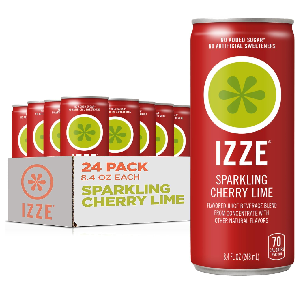 Izze Cherry Lime Straight Beverages, 8.4 FL Oz, Pack of 24, BB Nov 10, 2026