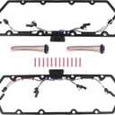 WMPHE Compatible with Powerstroke Diesel Valve Cover Gasket with Injector Glow Plug Harness Ford Truck 7.3L 1998 1999 2000 2001 2002 2003, OEM F81Z-6584-AA, F81Z-9D930-AB, 615-201