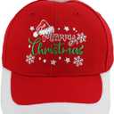 Funny Merry Christmas Hat for Men Women, Adjustable Embroidered Cotton Santa Red Baseball Cap (Black)