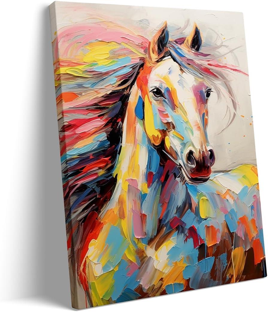 Horse Wall Art Canvas Prints Wall Art Watercolor Horse Animal Art Oil Painting Canvas Wall Picture Painting on Canvas Home Decoration Living Room (art,16 * 24inch Unframed)