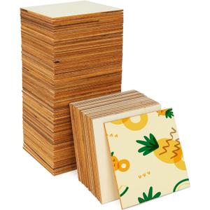 100 Pieces 4x4 Inch Wood Squares Unfinished Basswood Plywood Wooden Sheets 1/8 inch Thick Blank Wood Squares for Crafts Painting Scrabble Tiles Mini House Building Wooden Plate Architectural Model