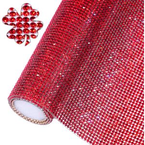 Locacrystal Bling Rhinestone Sticker DIY Car Decoration Stickers Self-Adhesive Hotfix Glitter Crystal Gem Sheet Sticker for Craft Decoration with 19440Pcs 2mm Rhinestones(Red/Light Siam,9.4" x 15.8")