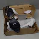 Coutgo Women's Low Kitten Heels Sandals Strappy Pointed Open Toe One Strap Metal Summer Dress Shoes (7, Navy Blue)