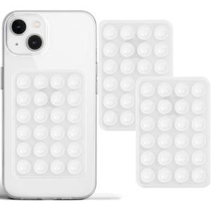 4 x PKYAA 2 Pack Silicone Suction Phone Case Adhesive Mount, Strong Grip Holder for Selfies and Videos, Hands-Free Sticky Phone Grip for iPhone and Android, 2.17" x 3.15" (Translucent)