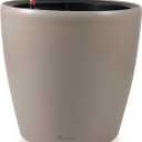 Dexceder 15x14 Self Watering Planter with Wheels Indoor Outdoor, Inner Pot Design, Thickened Large Floor Standing Flower Plant Pot with Water Level Indicator (Taupe Matte)