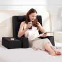 2-in-1 Reading Pillow for Sitting in Bed Adult with Arm RestErgonomic Lap Desk Pillow with Cup Holder, Back Rest Pillow for Couch Floor Sitting up, Watching TV, Reading, Gaming, Black
