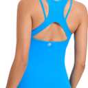 RUNNING GIRL Workout Tank Tops with Built in Bras for Women,Compression Shirt Strappy Back Athletic Yoga Tops (Blue, S)