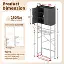 Kalrin Over The Toilet Storage Cabinet with Fluted Wave Doors and Adjustable Shelf, Wood Over Toilet Storage Rack with Drain Basket, Freestanding Bathroom Organizer for Balcony Laundry, Black & White, 23.62 inches x 9.45 inches x 66.54 inches
