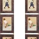 Lavezee Wall Hanging 4x6 Picture Frames Set of 2, Vertical Collage Distressed Brown Triple Frame Made to Display 4 by 6 inch Photo for Wall Decor