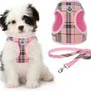 KOOLTAIL Dog Harness for Small Medium Dogs ,Dog Harness and Leash Set, Step in No Pull Soft Mesh Padded Adjustable and Reflective Pet Vest Harness Puppy, Plaid Extra Harness for XS S Dogs, Pink M (Medium (Pack of 1))