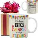 VLUG Teacher Appreciation Mug Gifts for Women, It Takes a Big Heart to Shape Little Minds Thank You Mug for Women, End of Year Teacher Birthday Retirement Back to School Gift