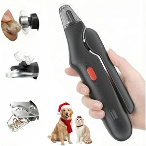 2 in 1 Dog Nail Clippers & Cat Nail Clippers Trimmers for Large Medium Small Dogs Cats Claw Trimmer Quick Sensor and Safety Guard USB Rechargeable Dogs Nail Trimmer with Catcher & 2 LED Lights (Black)