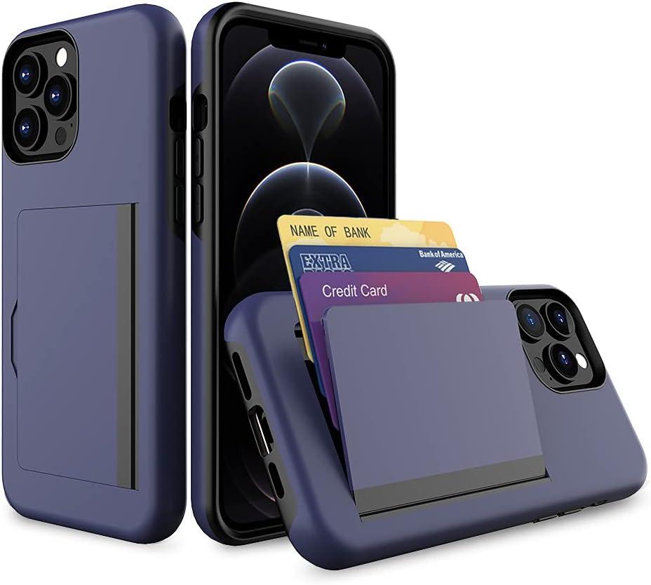 for iPhone 13 Pro Max Case with Card Holder,Credit Card Slot Protective Wallet Case - Grey