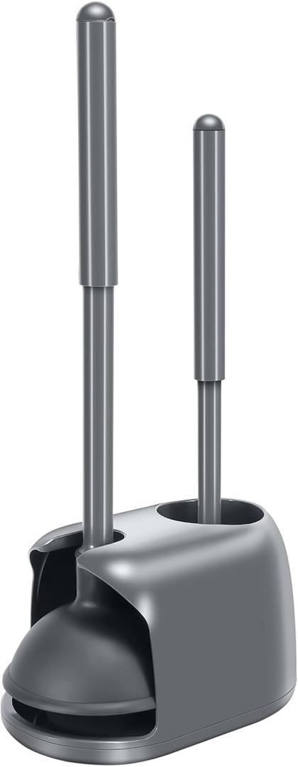 SetSail Toilet Brush and Plunger Set, Toilet Plungers for Bathroom Heavy Duty Toilet Bowl Brush and Holder Hidden Toilet Plunger and Brush Set for Deeply Cleaning - Gray (1 pack)