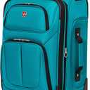 Swiss Gear Sion Soft Side Expandable Luggage Carry-On Suitcase with 360 Degree Wheels & Retractable Handle 21 Inch, Perfect for 1-3 Night Trips Teal