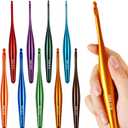 Svartur Ergonomic Crochet Hooks Set – 9 Sizes (3.5mm–8mm), Aluminum Crochet Hook with Large Handles & Case, Crochet Knitting Needles for Arthritic Hands, DIY Yarn Projects, Pastel Color
