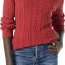 Amazon Essentials Women's Soft Fisherman Cable Knit Long-Sleeve Crewneck Sweater (Medium, Dark Red)