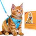 Halypet Cat Harness and Leash Set [MAX Safety 4th-Gen Upgrade] Escape Proof Adjustable Cat Leash Comfortable Soft Vest Easy to Wear Kitten Harness with Reflective Strip for Cats Walking, XS SkyBlue