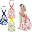Pet Soft Dog Diapers Female with Suspenders, 3 Pack Reusable Female Dog Diapers for Heat, Dog Period Panties for Doggie in Cycle(Medium, Flowers) (Medium:14''-19'')