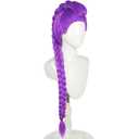 Topcosplay 24 inch Girls Long Purple Braid Cosplay Wig Halloween Party Costume Wig