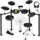 Fesley Electric Drum Set: 5 Drums 3 Cymbals with 4 Quiet Mesh Drum Pads, Electronic Drum Set for Beginner Adult, E Drum Kit with Drum Throne, Headphone, Drumsticks, USB MIDI, Intelligent Sound Module