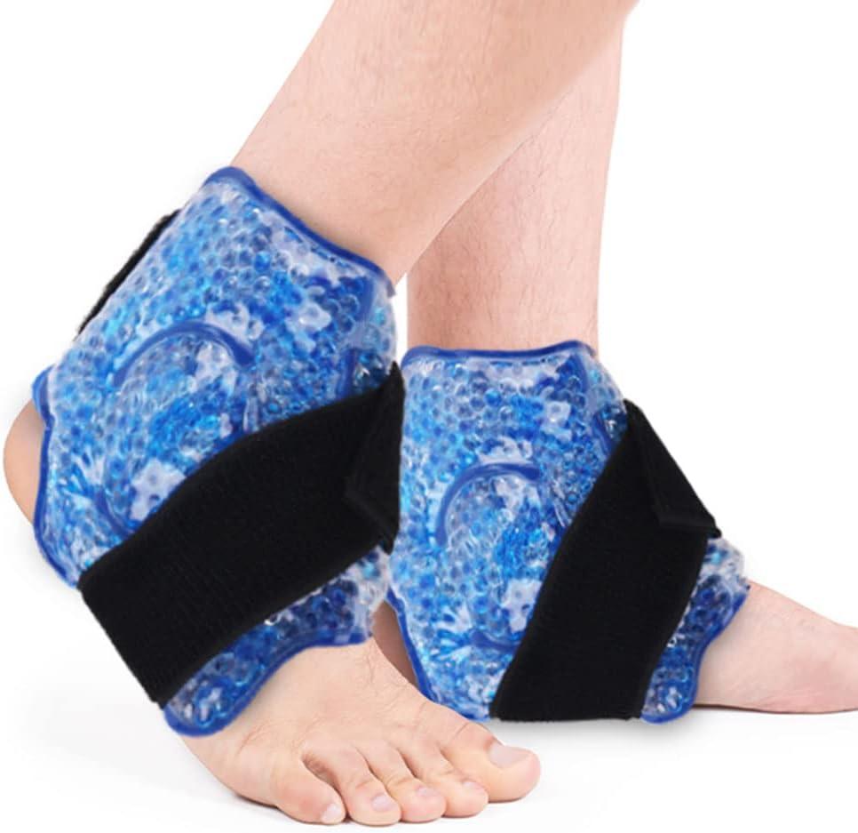 NEWGO Gel Bead Ice Pack for Ankle Pain Relief, 2 Pack Ankle Cold Packs Reusable Cold Therapy Wraps for Sprains, Swelling & Injuries (Blue)