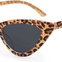 livho Retro Vintage Narrow Cat Eye Sunglasses for Women Clout Goggles Plastic Frame (Leopard)