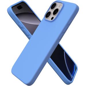 ORNARTO Compatible with iPhone 16 Pro Max Case 6.9", Slim Liquid Silicone 3 Layers Soft Gel Rubber Shockproof Protective Cover with Anti-Scratch Microfiber Lining-Sky Blue