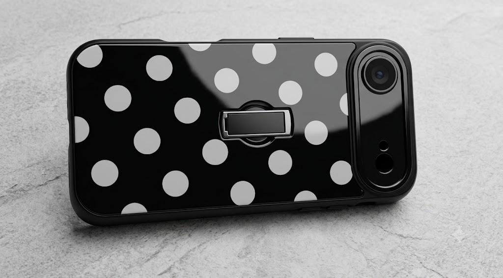 SOKAD for iPhone Air Case with Finger Strap Kickstand, Cute Checkered Checkerboard Phone Case with Finger Hand for Women Men, Slim Full Camera Protection Shockproof Cover, Black & White