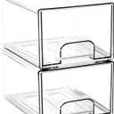 Acrylic Stackable Storage Drawers, [2-Pack] Clear Organizer Bins with Built-in Handles, Smooth Slide-Out Design for Vanity, Under Sink, Medicine Cabinet, Skincare, and More