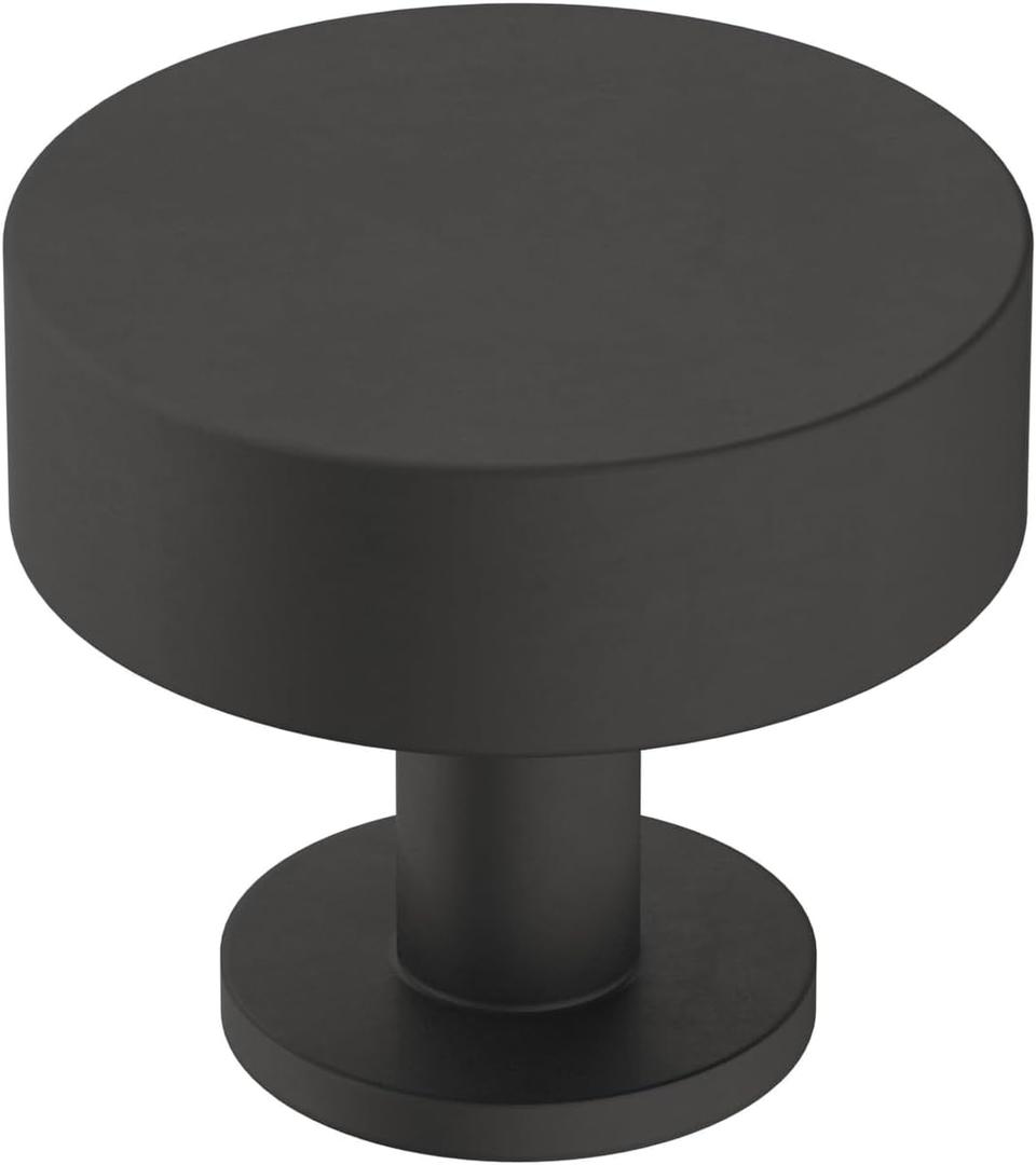 Amerock | Cabinet Knob | Matte Black | 1-1/4 inch (32 mm) Diameter | Radius | 1 Pack | Drawer Knob | Cabinet Hardware