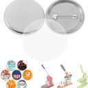 BEAMNOVA 100 Sets 44mm / 1.73 in (Approx. 1-3/4 inch) Metal Button Supplies Blanks, for Round Pin Maker Machine, Matte Metallic Back, Hand Press Badge Making Parts