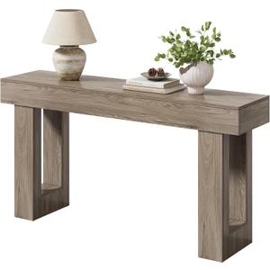 LITTLE TREE 63-Inch Long Console Tables for Entryway, Large Sofa Table Behind Couch, Grey Wooden Entry Foyer Hallway Table, Industrial Console Sofa Tables for Living Room