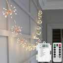 keeda Mini Firework String Lights Battery Operated with Remote Control Christmas Hanging String Lights 8 Modes Waterproof Fairy Lights for Garden Patio Wedding Party (10in1 100LED)