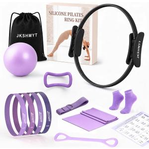 JKSHMYT Pilates Ring Fitness Circle for Women, Pilates Equipment 14.5" Home Magic Exercise Workout, Better me Pilates Essentials Starter Set for Beginners Toning Shape Full Body