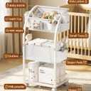 VBABY Diaper Caddy Organizer Cart, 3 Tier Rolling Storage Cart with Wheels, Bedside Cart for Baby Essentials Supplies, Diaper Cart for Nursery, White