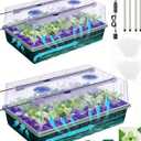 2PCS 120 Cell Self-Watering Seed Starter Tray Kit with Grow Light Humidity Dome,120-Cell Large Plant Seedling Tray, 3 Color Growing Light, Seed Starting Trays for Plant Germination2PCS, 120 Cell