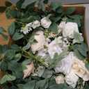 Ling's moment 2PCS Artificial Floral Swags Arch Flowers Wedding Centerpieces Flower Rose Garland Mantel Greenery Arrangements for Sweetheart Welcome Signs Decor Wall Window Home Decor White & Sage