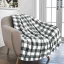 PAVILIA Light Grey Buffalo Plaid Throw Blanket for Couch, Soft Checkered Flannel Fleece Blanket for Sofa, Grey White Plaid Decorative Couch Throw, Warm Cozy All Season Fall Blanket Decor Gift, 50x60
