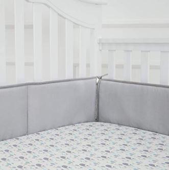 TILLYOU Baby Breathable Crib 4 Piece Bumper Pads for Standard Cribs Machine Washable Padded Crib Liner 100% Silky Soft Microfibe